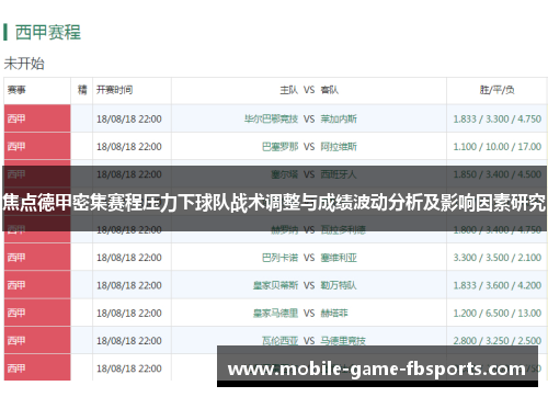 焦点德甲密集赛程压力下球队战术调整与成绩波动分析及影响因素研究